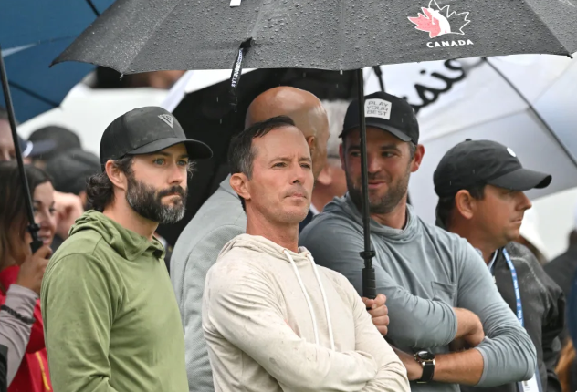 Adam Hadwin, Mike Weir and Corey Conners were greenside to watch fellow Canadian Nick Taylor win the RBC Canadian Open on Sunday in Toronto. (Dan Hamilton/USA Today)